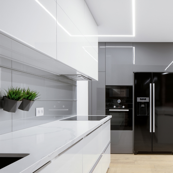 Semilavorato cartongesso fibra alluminio illuminazione led angolare 14,5x29x29cm