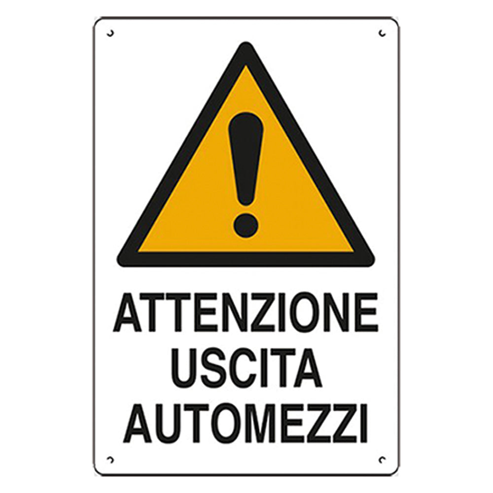 CARTELLO 'ATTENZIONE USCITA AUTOMEZZI' cm 40 x 60 IST SRL 10 PZ