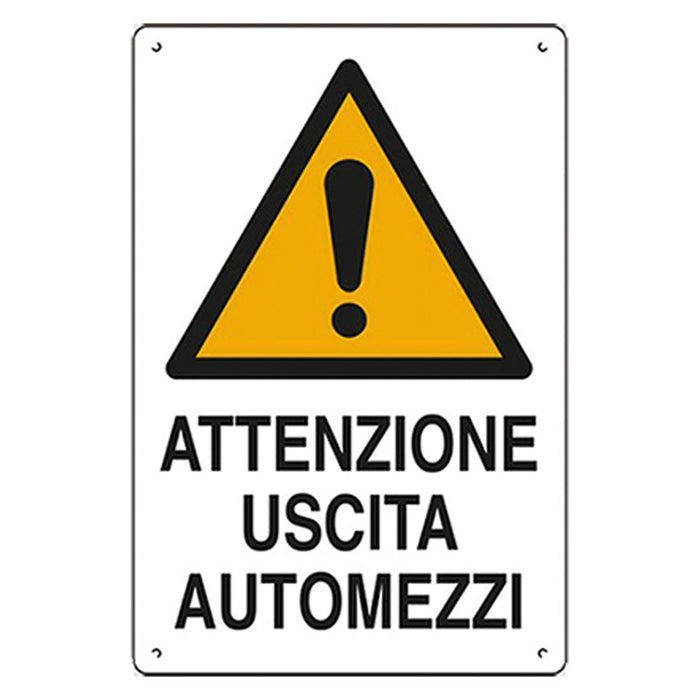 CARTELLO 'ATTENZIONE USCITA AUTOMEZZI' cm 40 x 60 IST SRL 10 PZ