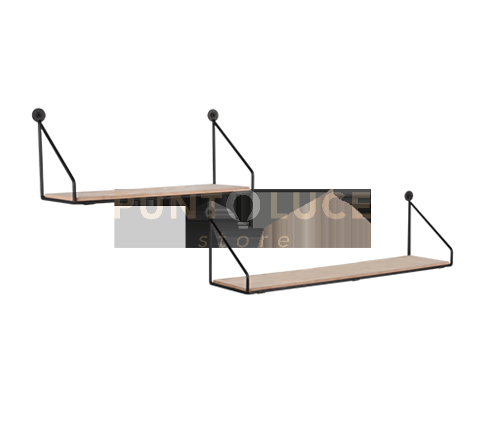 DIANA SET DI 2 MENSOLE 45CM E 30CM LEGNO E METALLO NERO