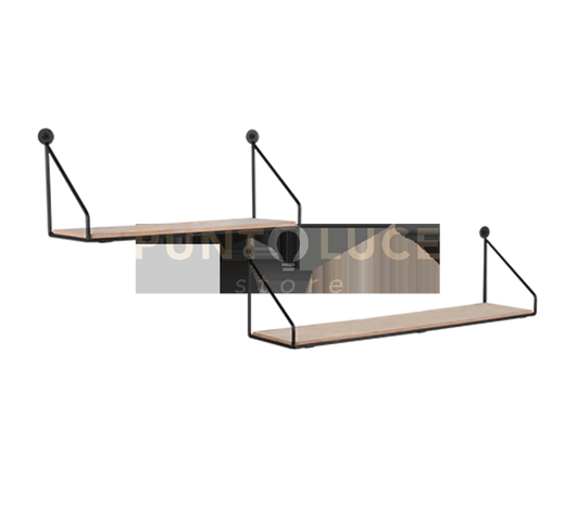 DIANA SET DI 2 MENSOLE 45CM E 30CM LEGNO E METALLO NERO