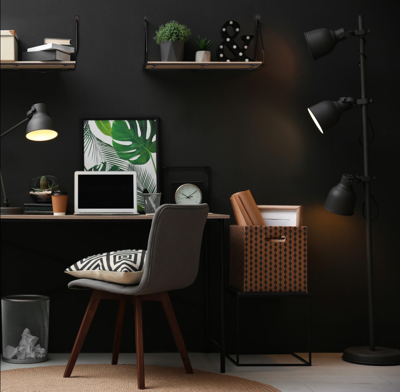 SABRINA SET DI 2 MENSOLE 45CM E 30CM LEGNO E METALLO NERO