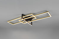 SALINAS PLAFONIERA LED 34W 3900lm, 3000K TRIPLO RETTANGOLO ORO + NERA DIMMERBILE CON INTERRUTTORE L. 100CM