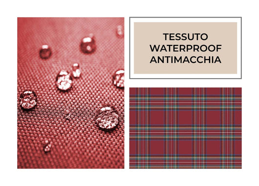 Copridivano Con Penisola Antimacchia Trapuntato Modello Perth Scozzese Rosso - 190cm - Perth