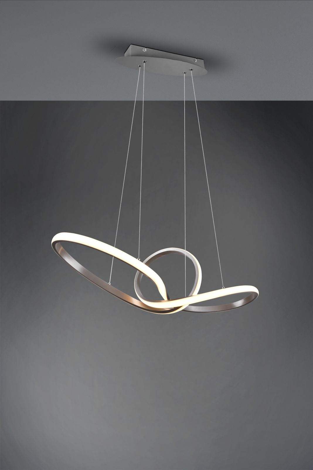 SANSA SOSPENSIONE LED 28W  3200lm, 3000K INFINITO ACCIAIO SATINATO DIMMERABILE CON INTERRUTTORE L. 80CM