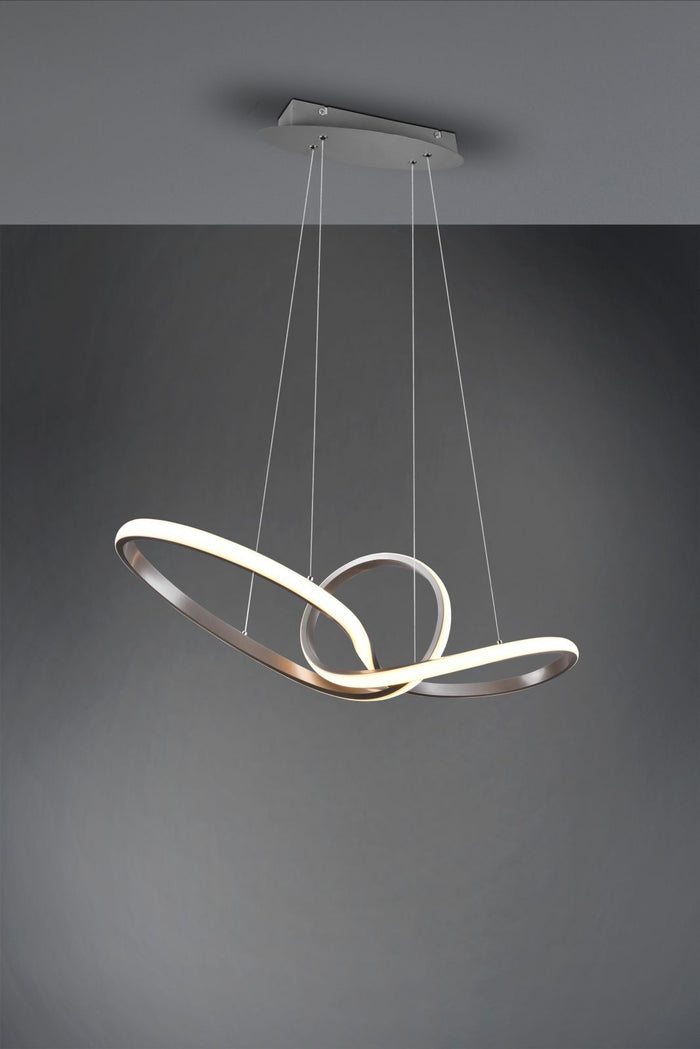 SANSA SOSPENSIONE LED 28W  3200lm, 3000K INFINITO ACCIAIO SATINATO DIMMERABILE CON INTERRUTTORE L. 80CM