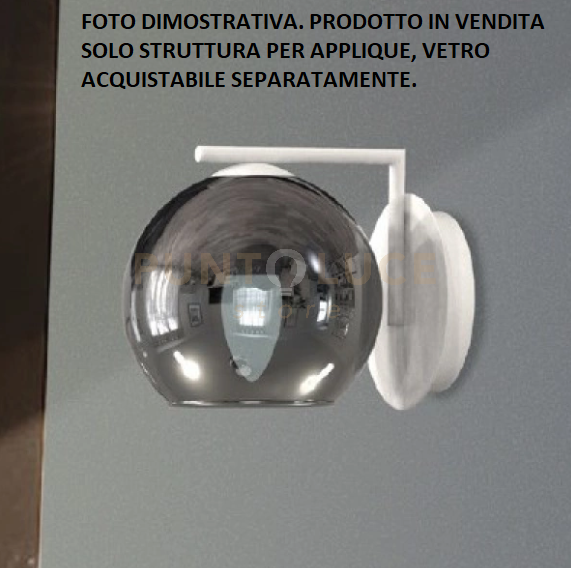 SARA-A B Lampada da parete solo struttura senza vetro colore bianco opaco 1 luce attacco E14