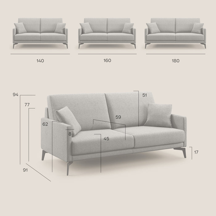 Divano 2 Posti 160x94x90 cm in Tessuto Marrone