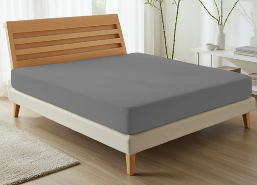 Lenzuola Sotto Con Angoli No Stiro In Tinta Unita Modello Francesca - 1 Piazza - Antracite