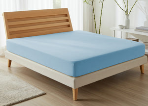 Lenzuola Sotto Con Angoli No Stiro In Tinta Unita Modello Francesca - 2 Piazze - Azzurro