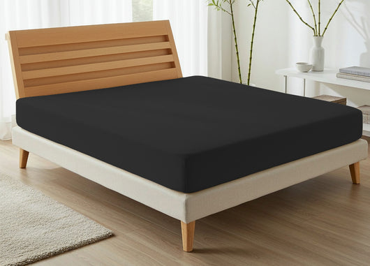Lenzuola Sotto Con Angoli No Stiro In Tinta Unita Modello Francesca - 2 Piazze - Nero