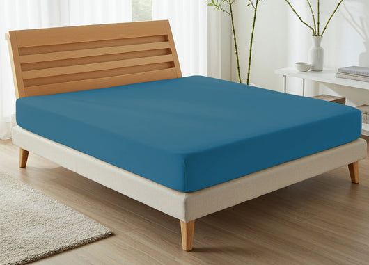 Lenzuola Sotto Con Angoli No Stiro In Tinta Unita Modello Francesca - 2 Piazze - Petrolio