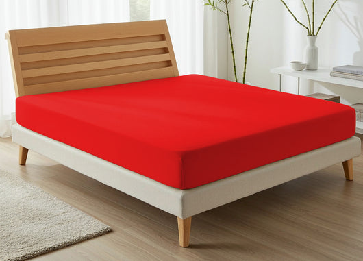 Lenzuola Sotto Con Angoli No Stiro In Tinta Unita Modello Francesca - 2 Piazze - Rosso