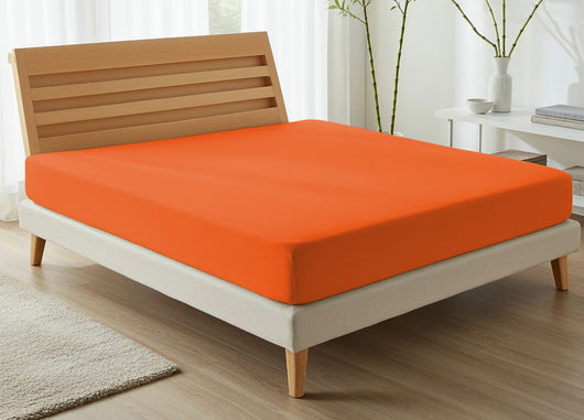 Lenzuola Sotto Con Angoli No Stiro In Tinta Unita Modello Francesca - 1 Piazza - Rust