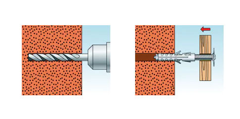 SB 9/4 IN BARATTOLO DA 120PZ FISCHER - TASSELLO IN NYLON CON VITE T.S.C. TAGLIO COMBINATO
