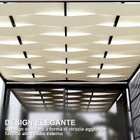 Pergola per Esterno 3x3 m con Copertura Ondulata e Pannelli Laterali, in Metallo e Poliestere Nero