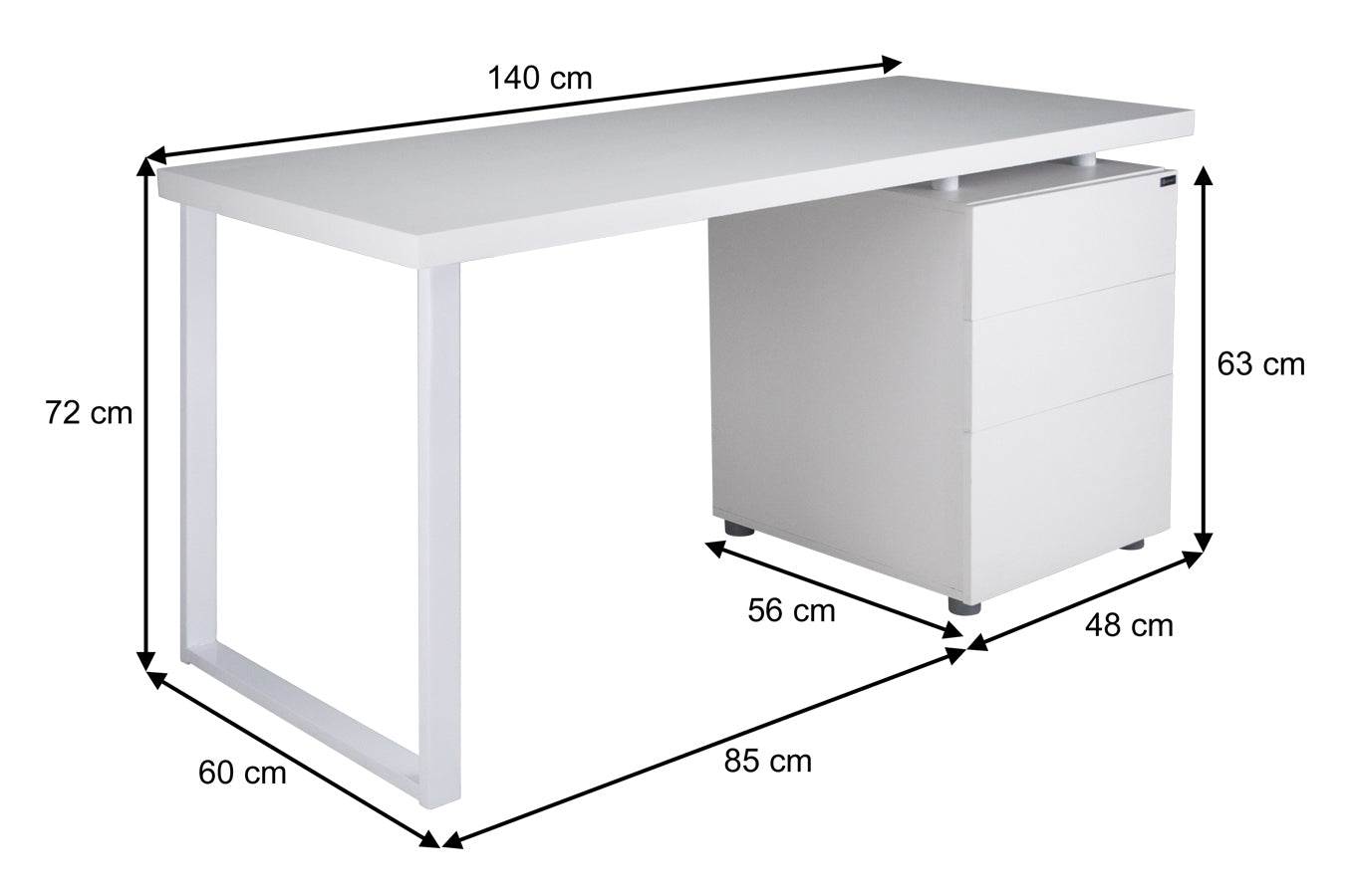 Scrivania per ufficio con cassettiera scrivania per cameretta colore bianco mod. Althea SC08AL