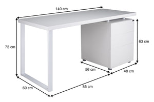 Scrivania per ufficio con cassettiera scrivania per cameretta colore bianco mod. Althea SC08AL