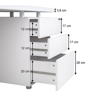 Scrivania per ufficio con cassettiera scrivania per cameretta colore bianco mod. Althea SC08AL