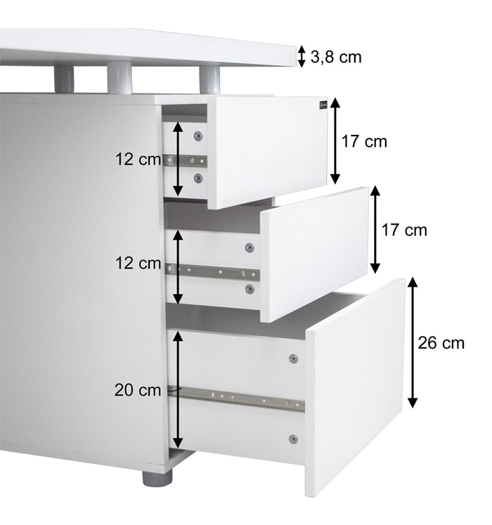 Scrivania per ufficio con cassettiera scrivania per cameretta colore bianco mod. Althea SC08AL