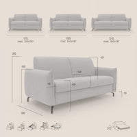 Divano Letto 3 Posti 215x95x96 cm in Tessuto Verde