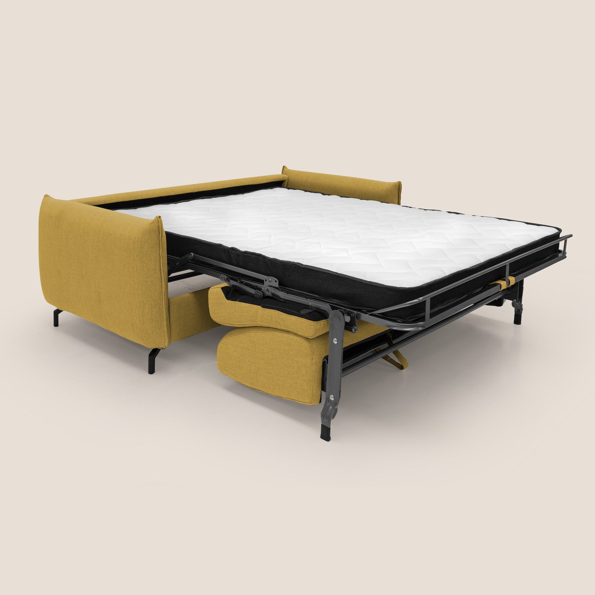 Divano Letto 2 Posti 175x95x96 cm in Tessuto Giallo