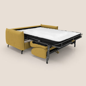 Divano Letto 3 Posti 215x95x96 cm in Tessuto Giallo