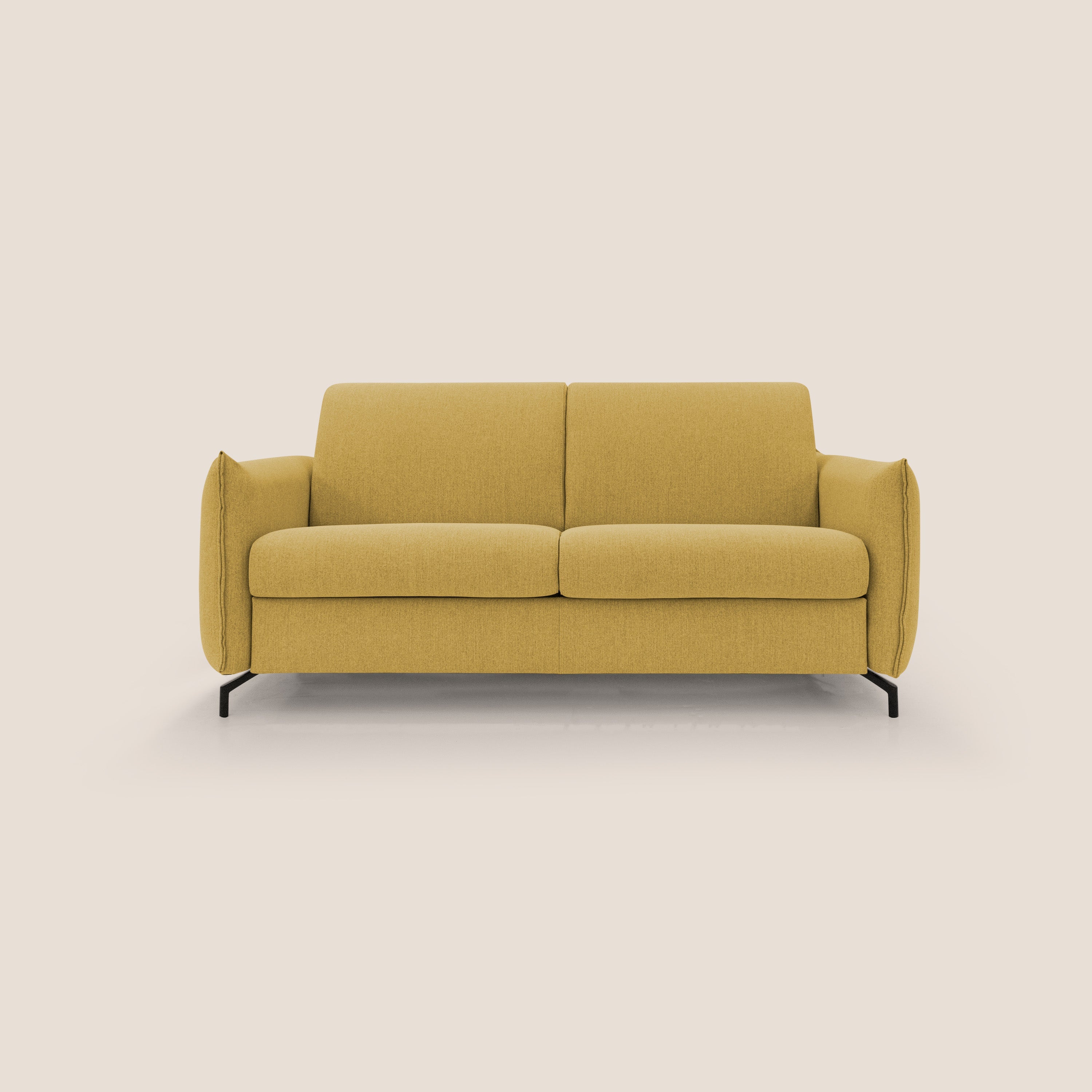 Divano Letto 3 Posti 195x95x96 cm in Tessuto Giallo