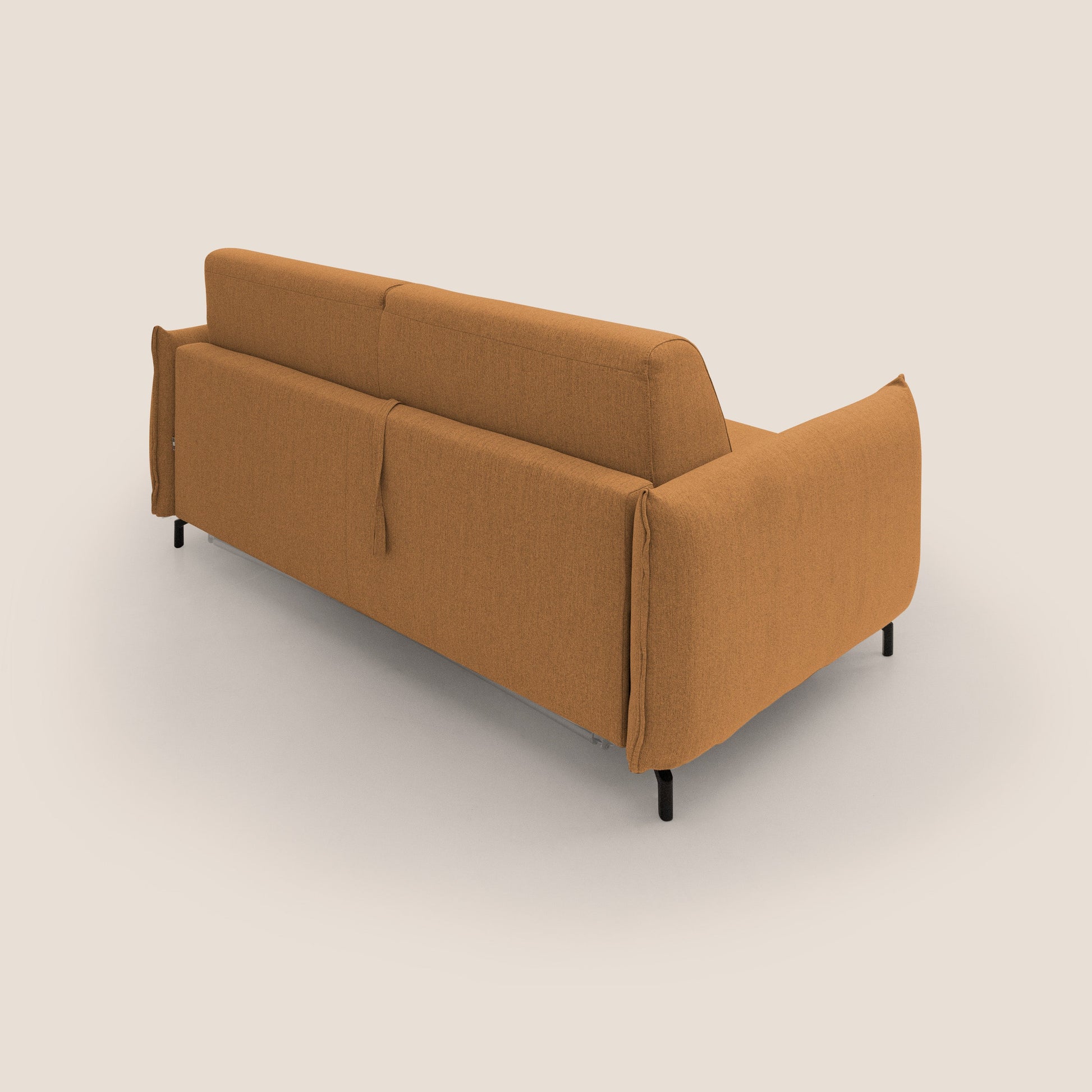 Divano Letto 3 Posti 215x95x96 cm in Tessuto Arancio