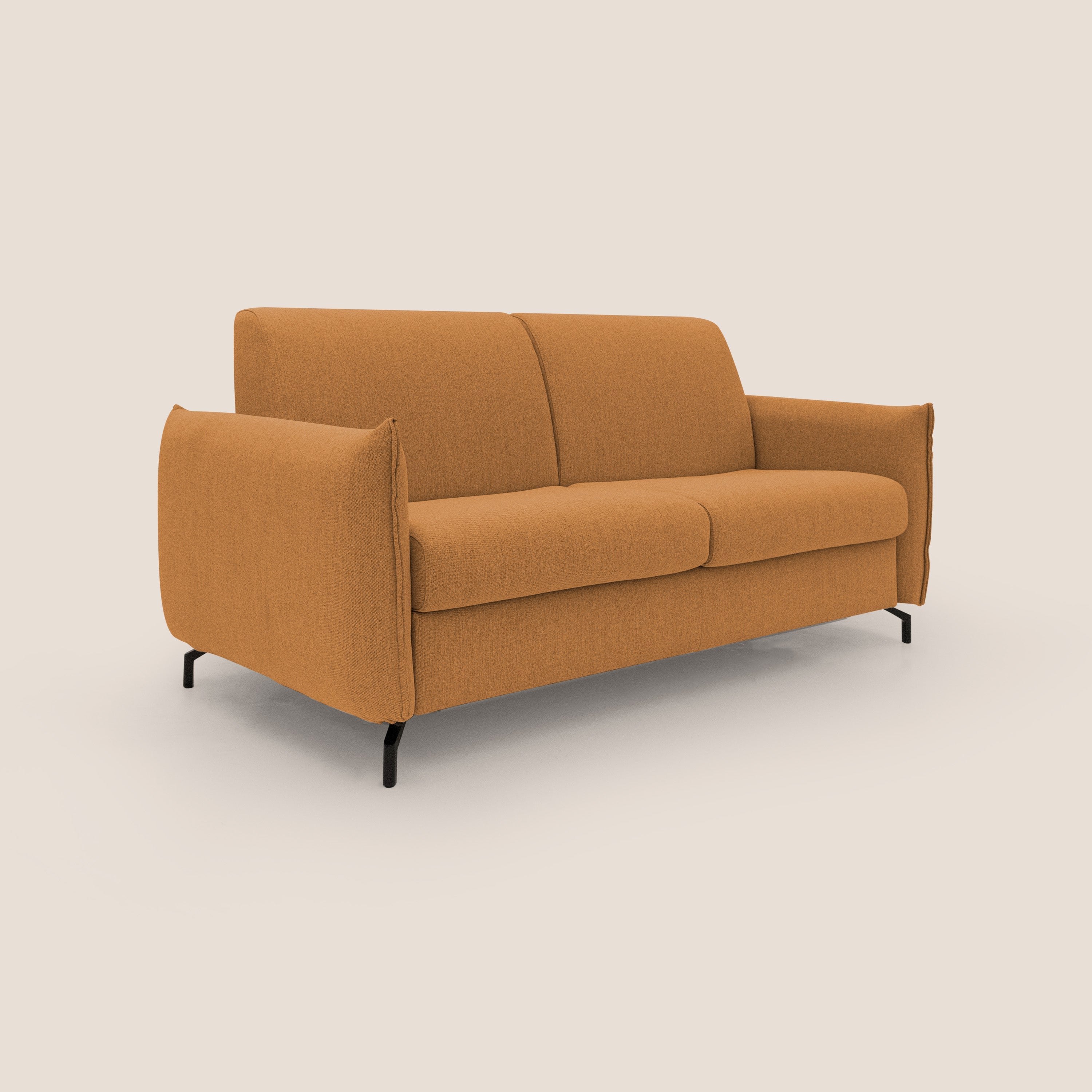 Divano Letto 3 Posti 195x95x96 cm in Tessuto Arancio
