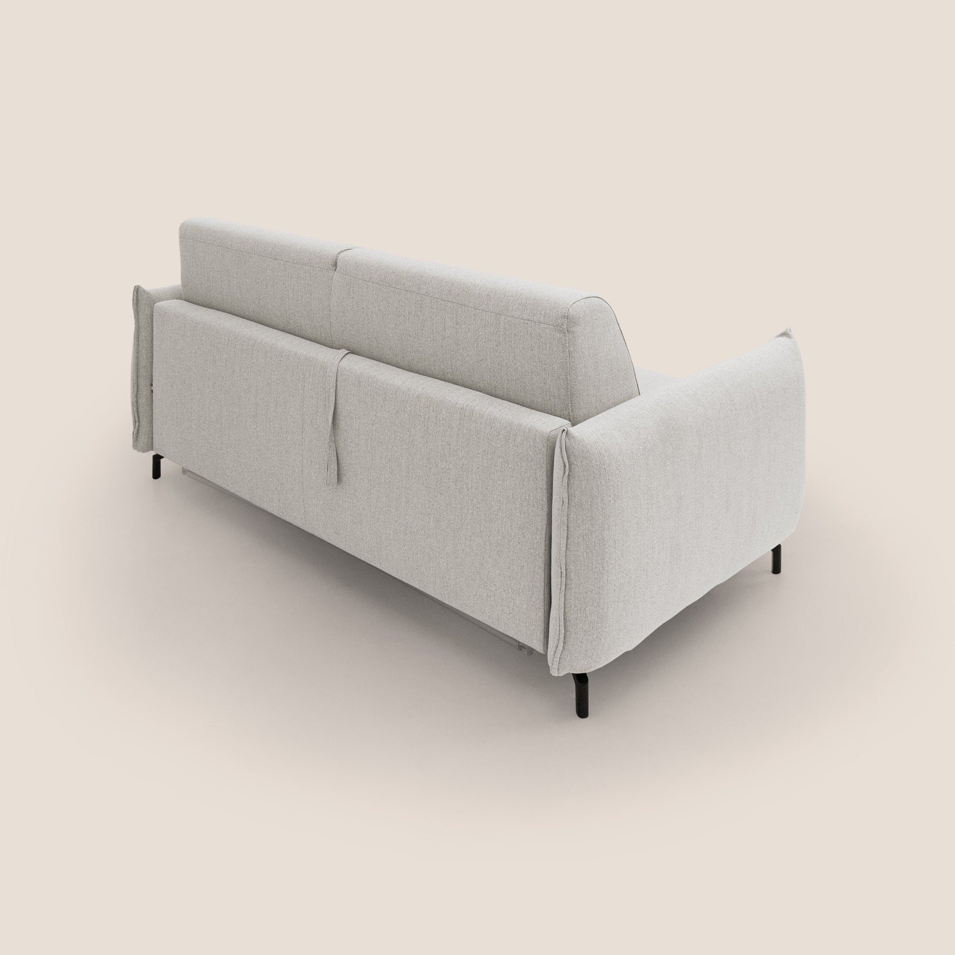 Divano Letto 3 Posti 195x95x96 cm in Tessuto Panna