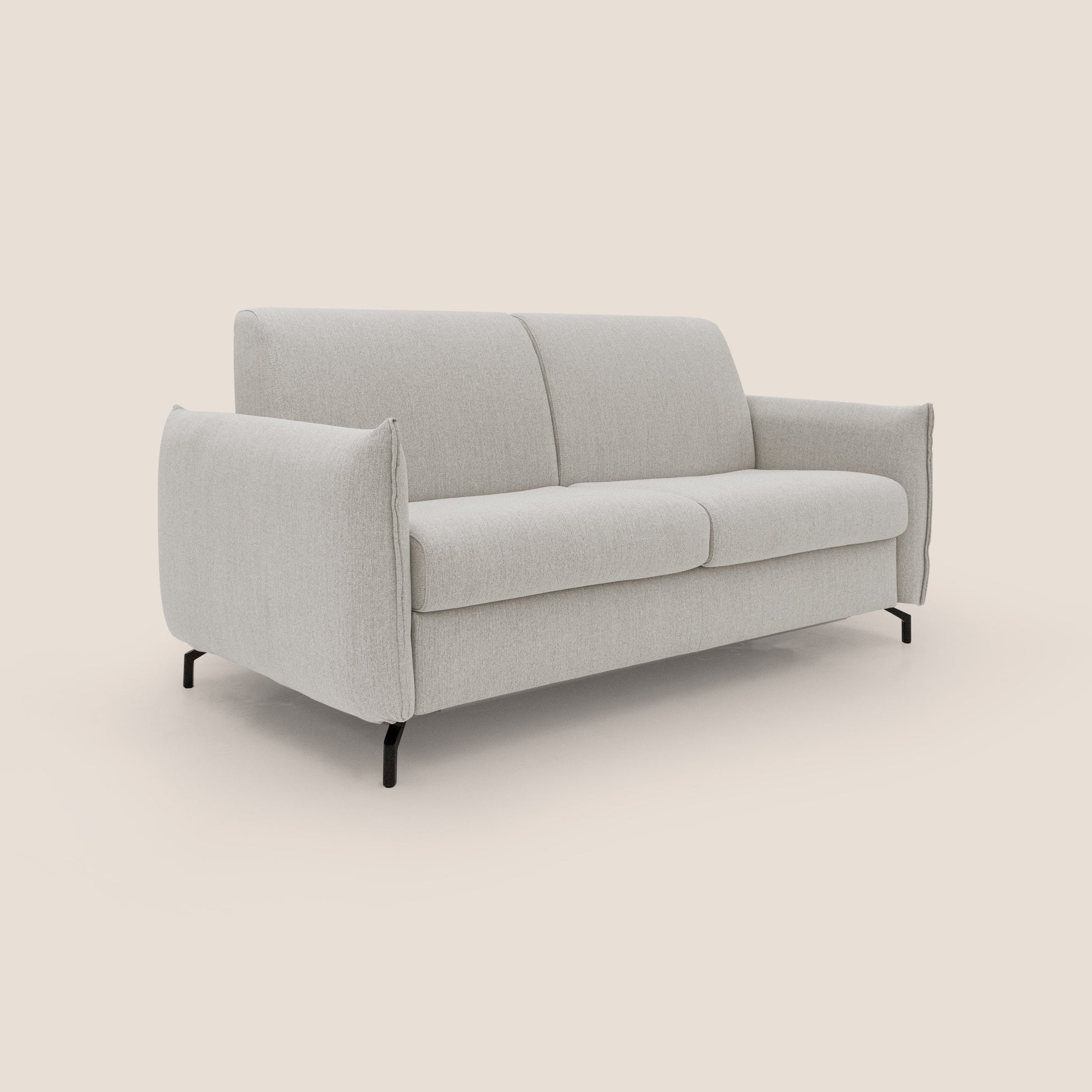 Divano Letto 3 Posti 195x95x96 cm in Tessuto Panna