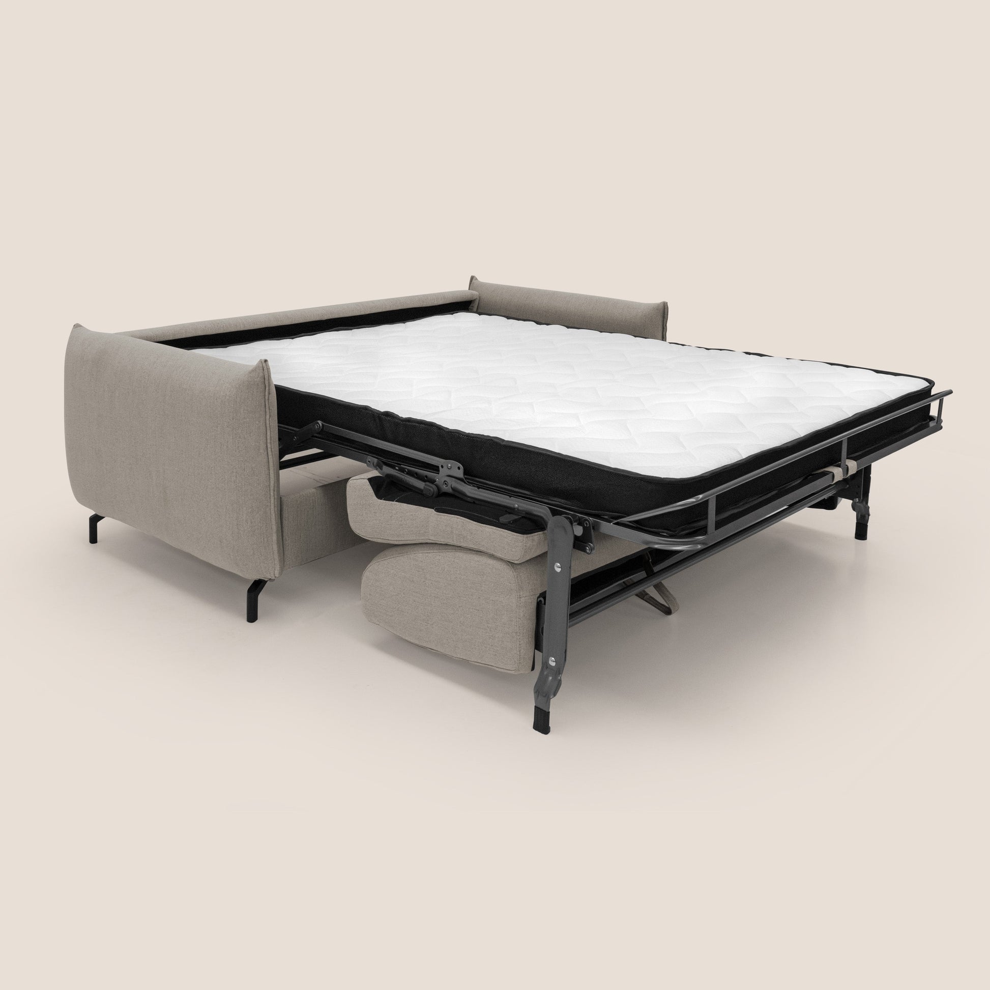 Divano Letto 2 Posti 175x95x96 cm in Tessuto Beige