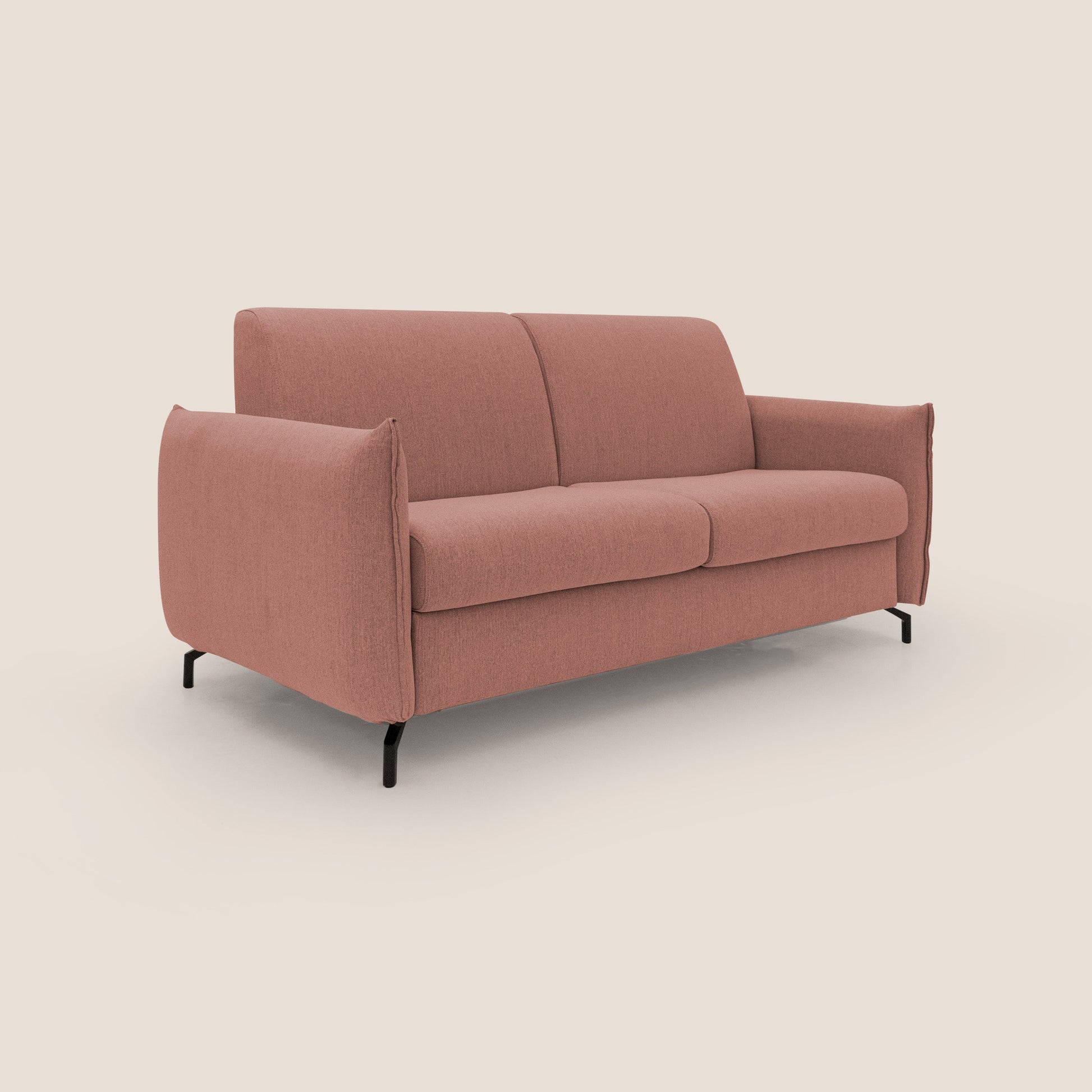 Divano Letto 3 Posti 195x95x96 cm in Tessuto Salmone