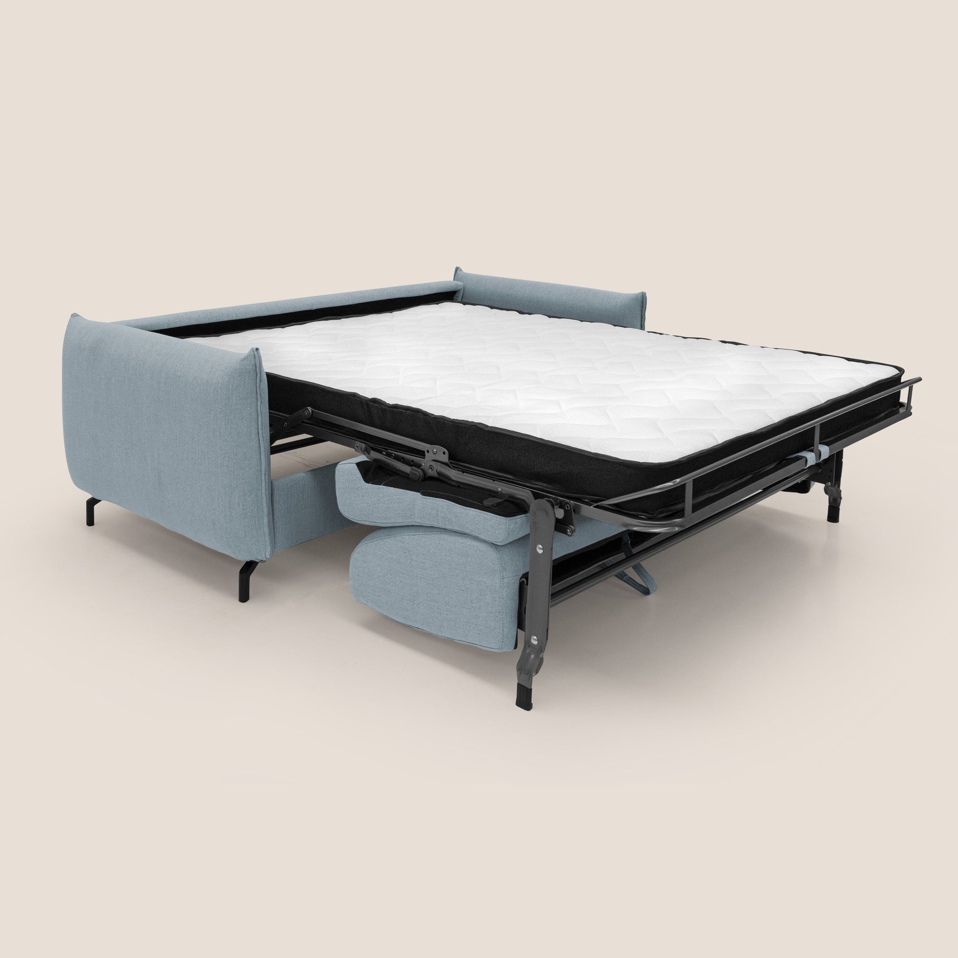 Divano Letto 3 Posti 215x95x96 cm in Tessuto Carta Da Zucchero