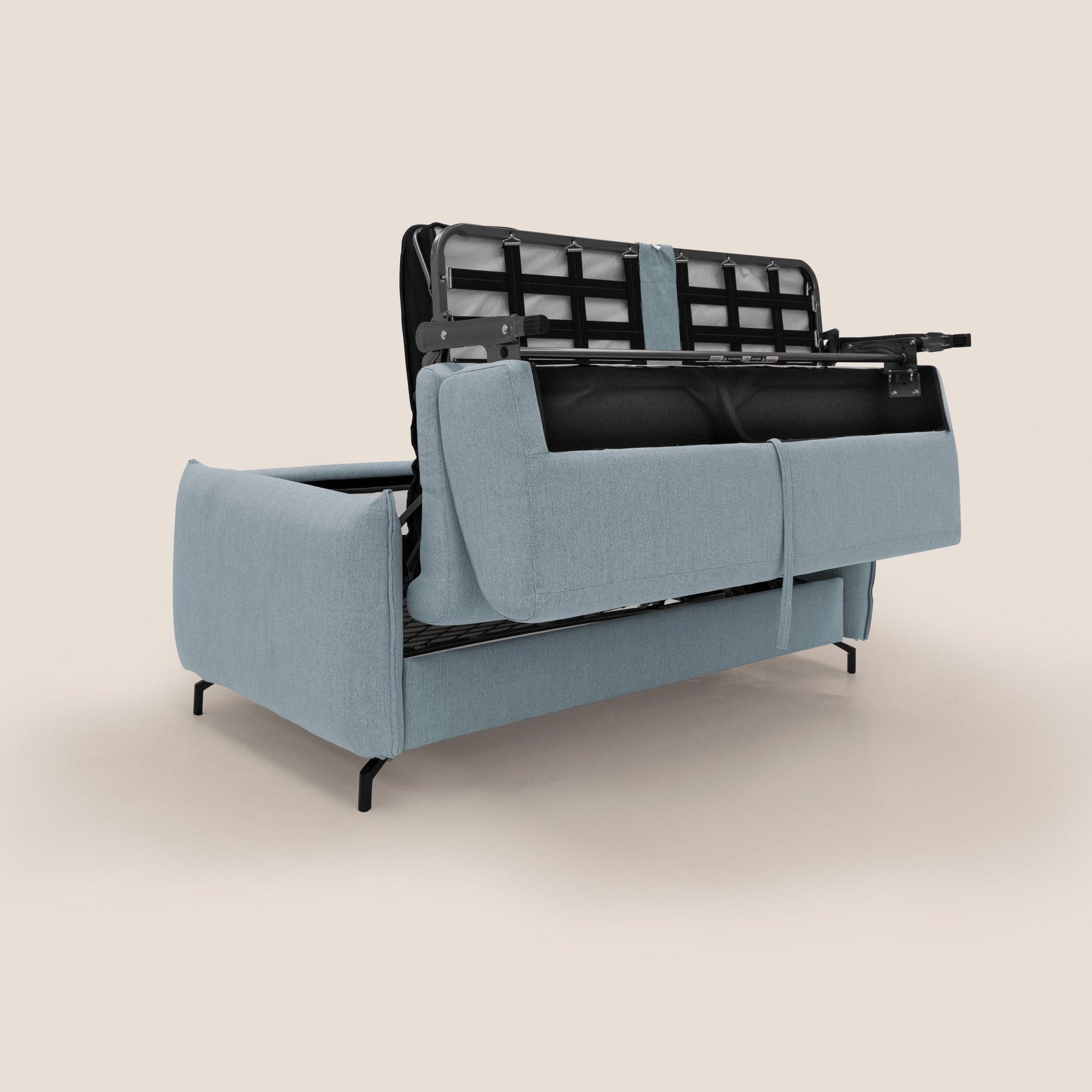 Divano Letto 3 Posti 215x95x96 cm in Tessuto Carta Da Zucchero