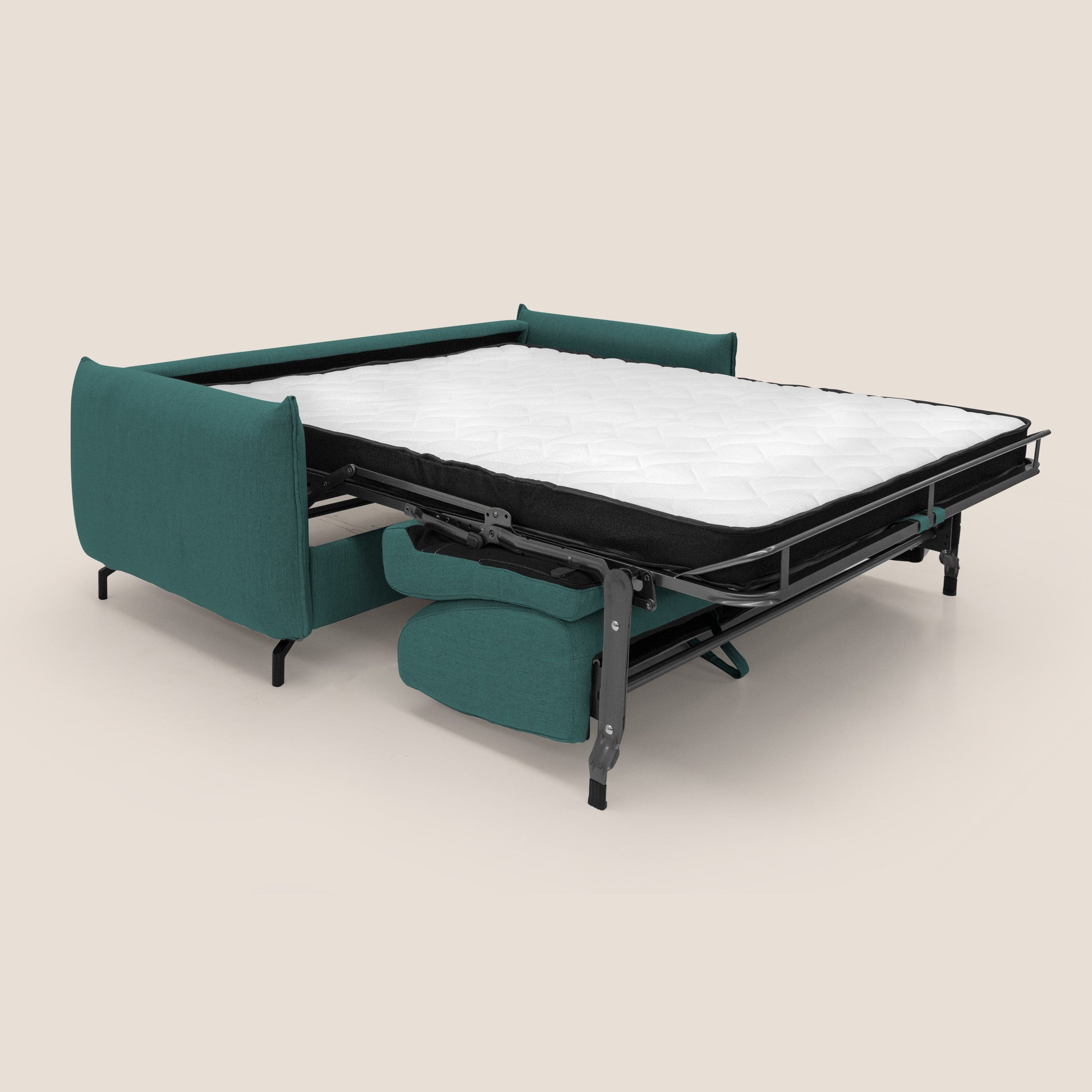 Divano Letto 2 Posti 175x95x96 cm in Tessuto Petrolio