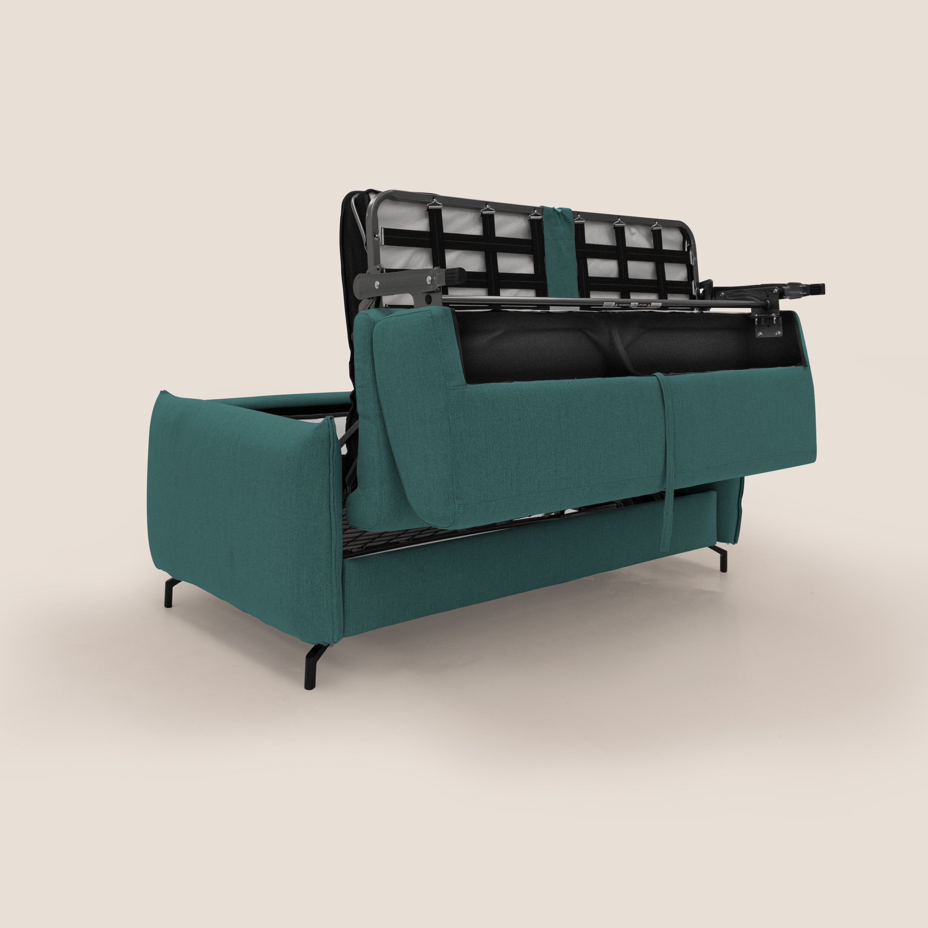 Divano Letto 2 Posti 175x95x96 cm in Tessuto Petrolio