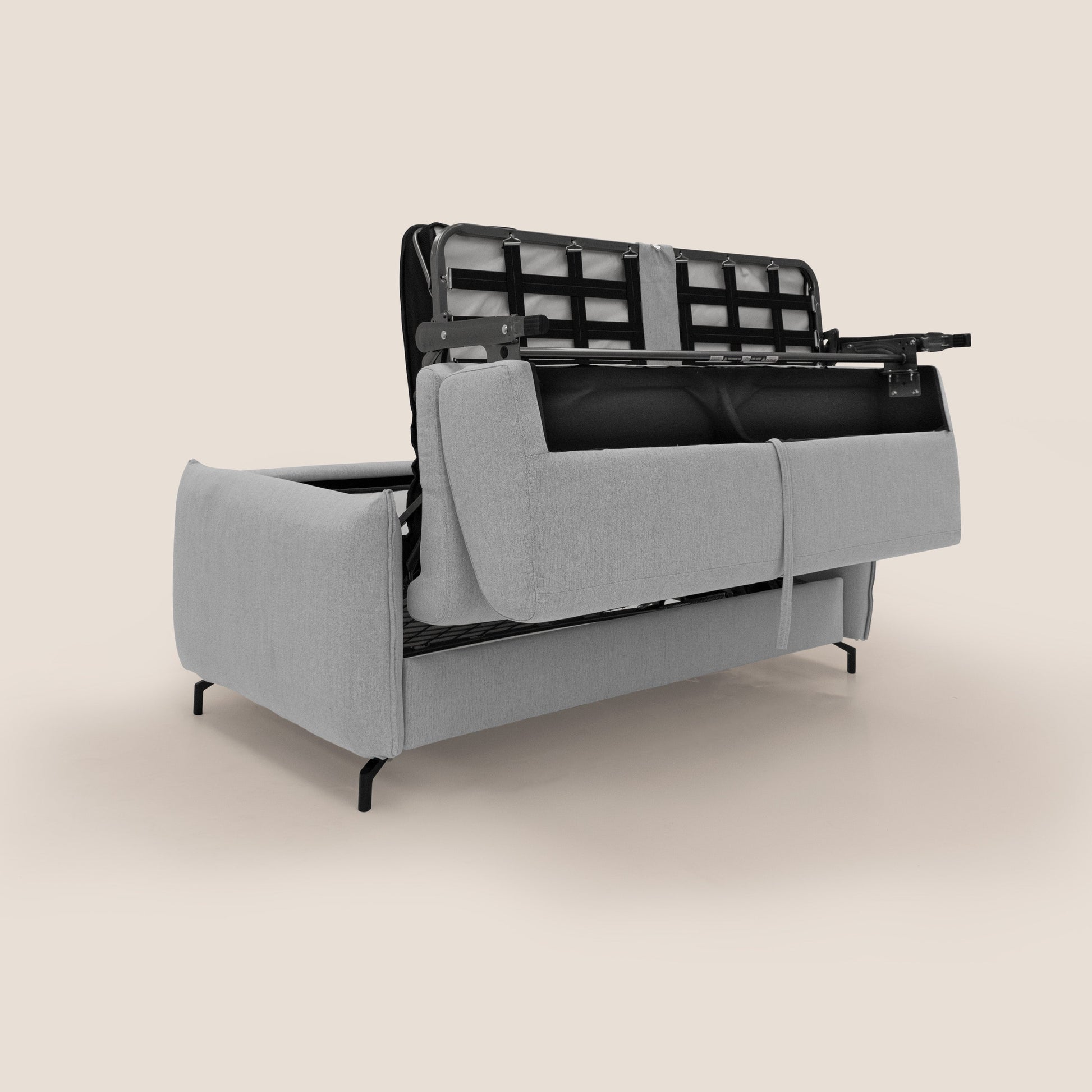 Divano Letto 3 Posti 215x95x96 cm in Tessuto Grigio