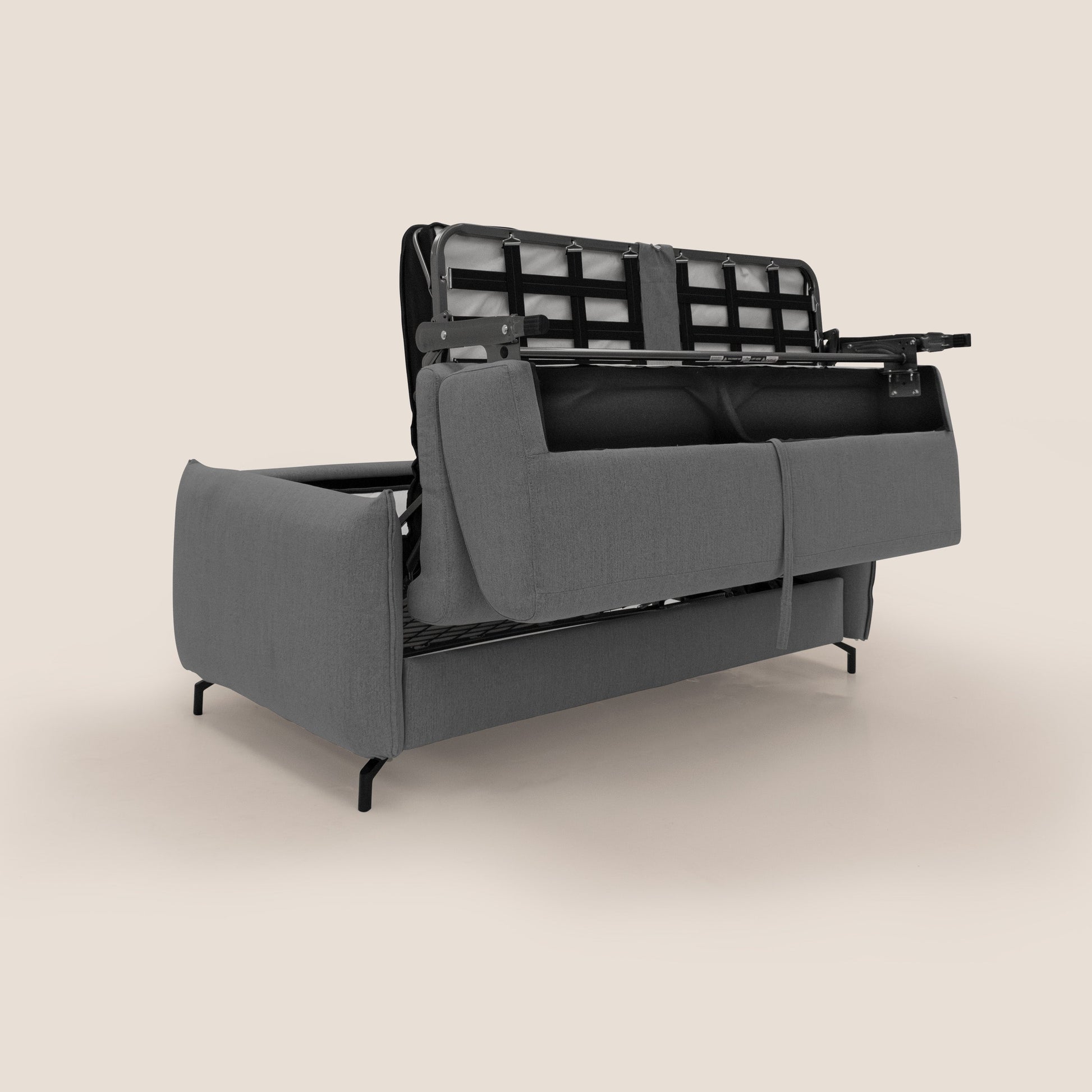 Divano Letto 2 Posti 175x95x96 cm in Tessuto Antracite