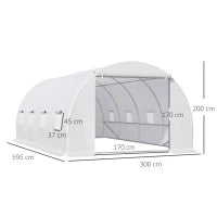 Serra da Giardino a Tunnel Per Piante, Struttura in Metallo e Copertura in PE, 6x3x2m, Bianco