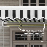 Tenda Parasole per Esterno Estensibile in Alluminio e Poliestere con Manovella, 395x245 cm, Blu e Bianca