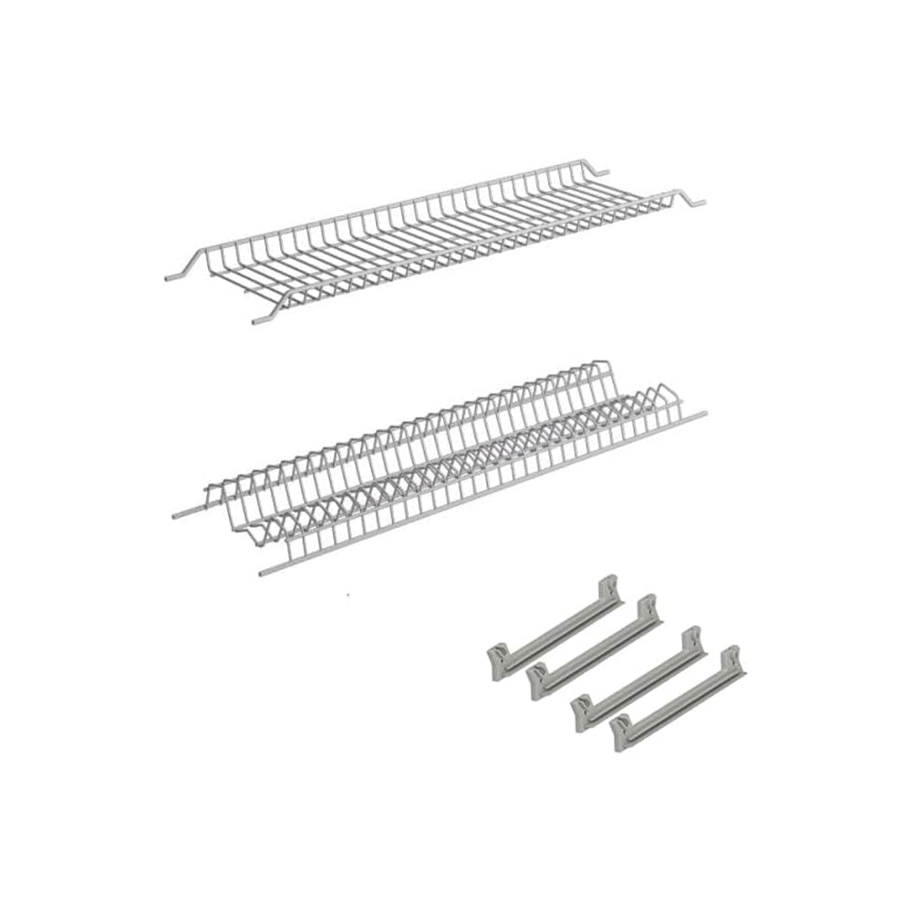 Scolapiatti Colapiatti In Metallo Verniciato Grigio Compelto Di Staffe Di Montaggio Per Pensili Da 90Cm Lunghezza 86Cm