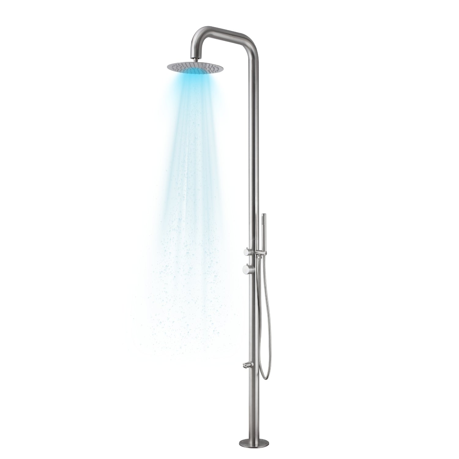 Colonna doccia ginepro da esterno con lava piedi a pavimento acciaio inox *** finitura- spazzolato, confezione 1