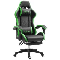 Sedia da Gaming con Altezza Regolabile e Schienale Reclinabile, 65x65x121-129 cm, Nero e Verde