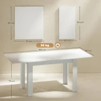 Tavolo Allungabile da Pranzo per 6-8 Persone, 140-180 x 80 cm, Bianco