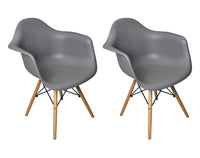 Sedia in plastica grigia, poltrona con piedi in legno (2 pz)  SD01DAPL