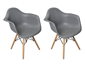 Sedia in plastica grigia, poltrona con piedi in legno (2 pz)  SD01DAPL
