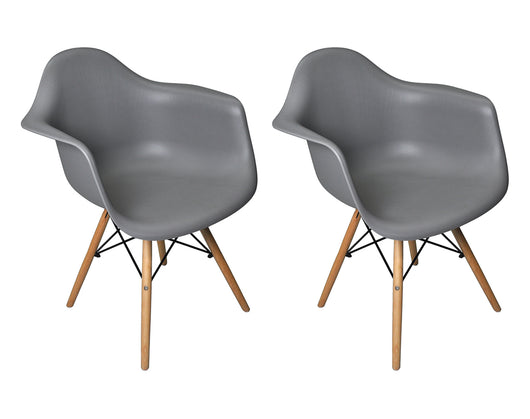 Sedia in plastica grigia, poltrona con piedi in legno (2 pz)  SD01DAPL