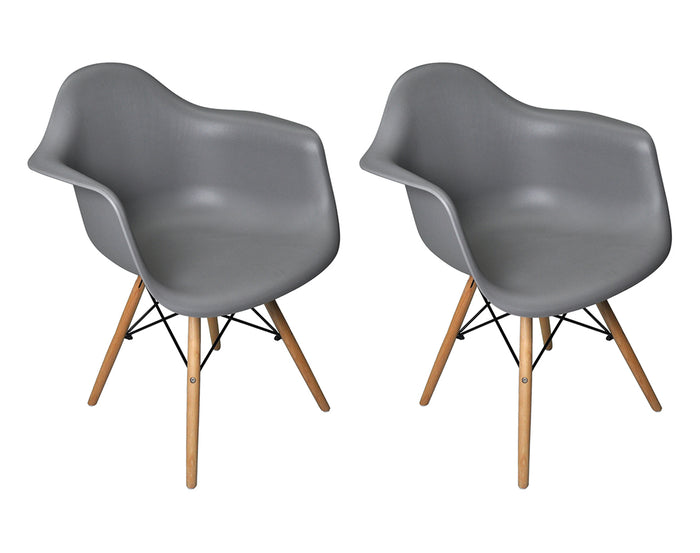Sedia in plastica grigia, poltrona con piedi in legno (2 pz)  SD01DAPL